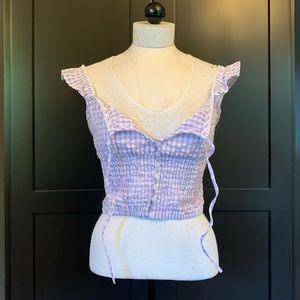 Lilac Gingham Crop Top